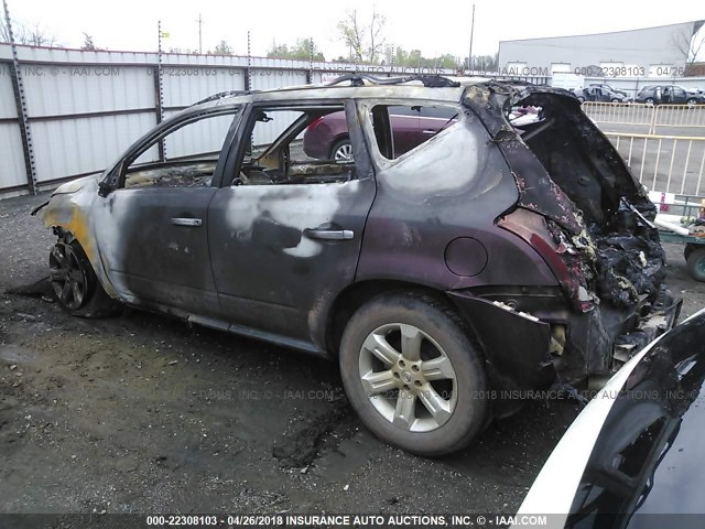 JN8AZ08W67W633522 - 2007 NISSAN MURANO SL/SE/S PURPLE photo 3