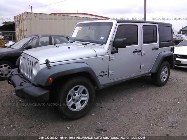 1C4BJWKG7CL102322 - 2012 JEEP WRANGLER UNLIMITE SPORT SILVER photo 2