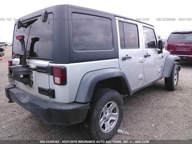 1C4BJWKG7CL102322 - 2012 JEEP WRANGLER UNLIMITE SPORT SILVER photo 4