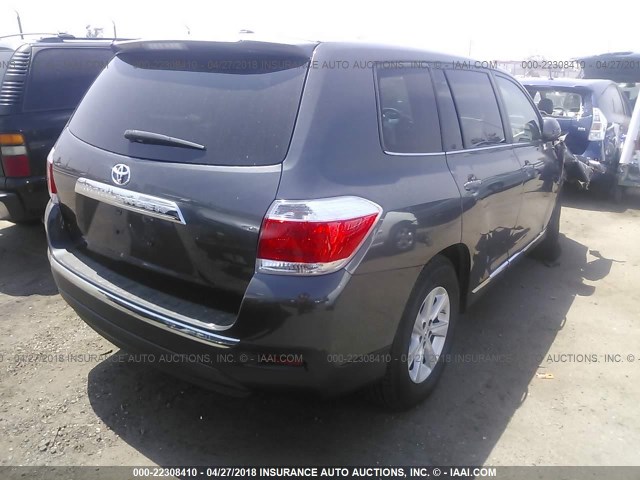 5TDZK3EH1CS062798 - 2012 TOYOTA HIGHLANDER SE GRAY photo 4