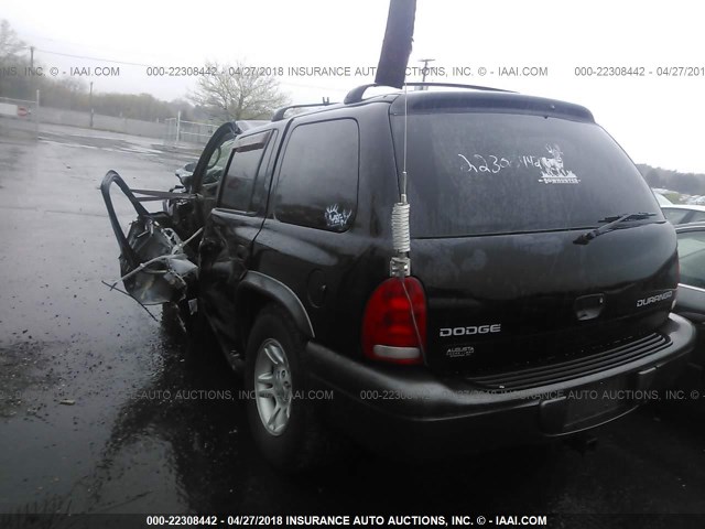 1B4HS38N12F190807 - 2002 DODGE DURANGO SPORT/SXT BLACK photo 3