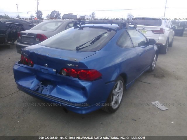 JH4DC530X6S001282 - 2006 ACURA RSX TYPE-S BLUE photo 4