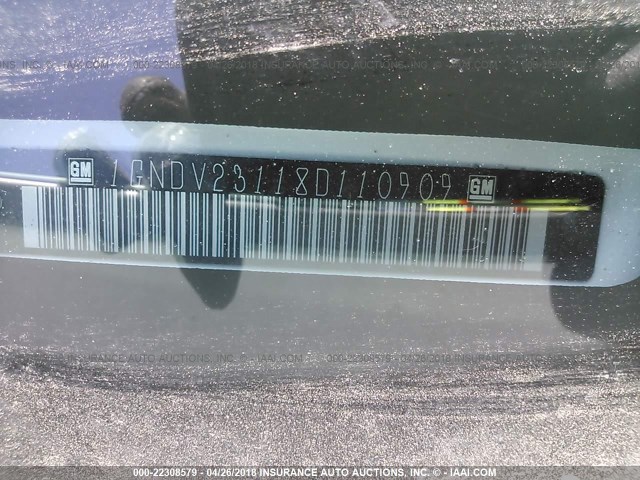 1GNDV23118D110909 - 2008 CHEVROLET UPLANDER LS WHITE photo 9