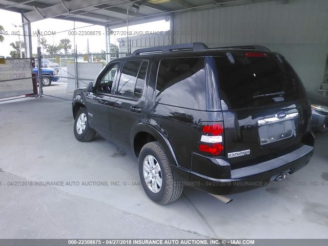 1FMEU63E78UA74648 - 2008 FORD EXPLORER XLT BLACK photo 3