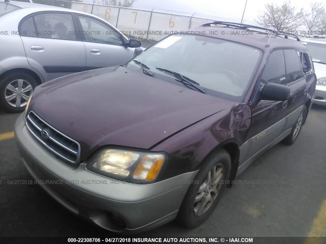 4S3BH665X17616689 - 2001 SUBARU LEGACY OUTBACK BURGUNDY photo 2