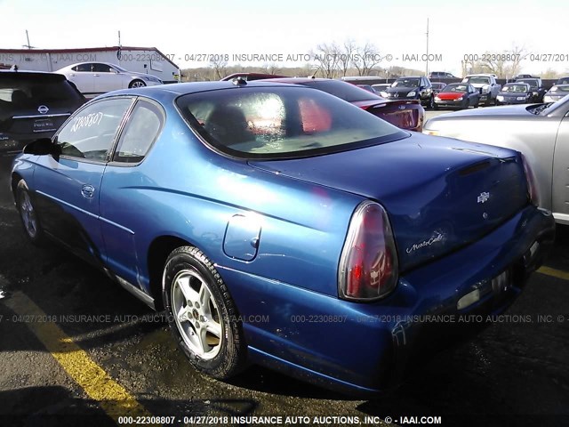 2G1WW12EX49174962 - 2004 CHEVROLET MONTE CARLO LS BLUE photo 3