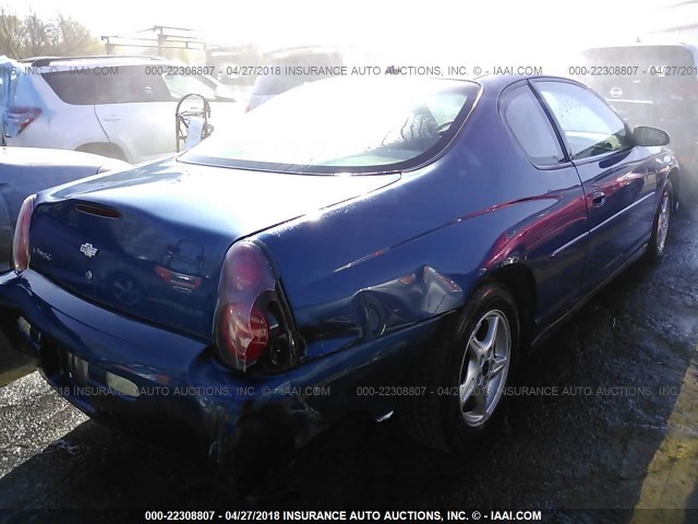 2G1WW12EX49174962 - 2004 CHEVROLET MONTE CARLO LS BLUE photo 4