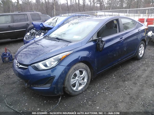 5NPDH4AE1FH589356 - 2015 HYUNDAI ELANTRA SE/SPORT/LIMITED BLUE photo 2