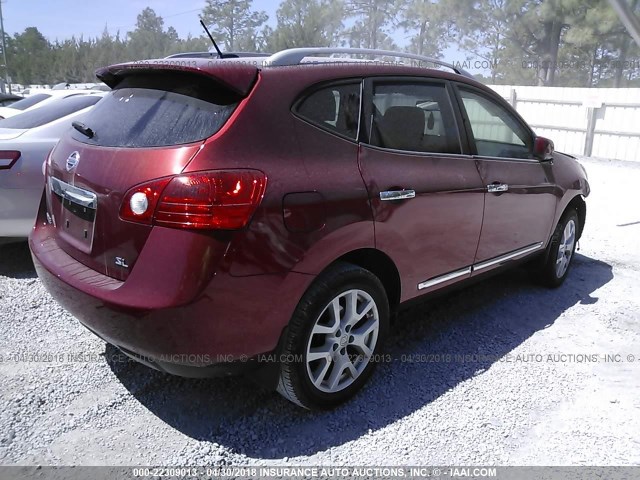JN8AS5MT0DW535160 - 2013 NISSAN ROGUE S/SV RED photo 4