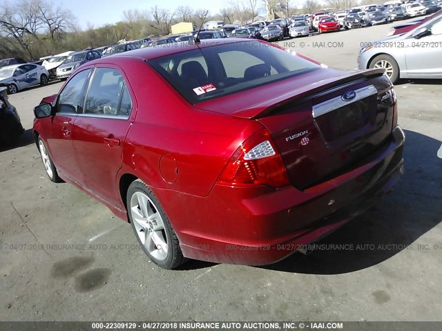 3FAHP0KC8AR123333 - 2010 FORD FUSION SPORT RED photo 3