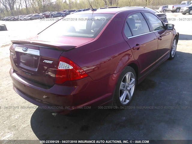 3FAHP0KC8AR123333 - 2010 FORD FUSION SPORT RED photo 4