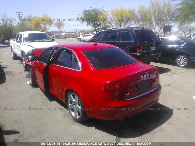 WAUBF78EX8A035888 - 2008 AUDI A4 S-LINE 2.0T TURBO RED photo 3