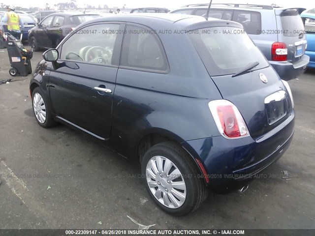 3C3CFFAR0DT745033 - 2013 FIAT 500 POP BLUE photo 3