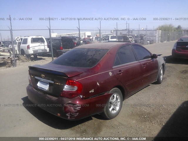 4T1BE32K73U157754 - 2003 TOYOTA CAMRY LE/XLE/SE MAROON photo 4