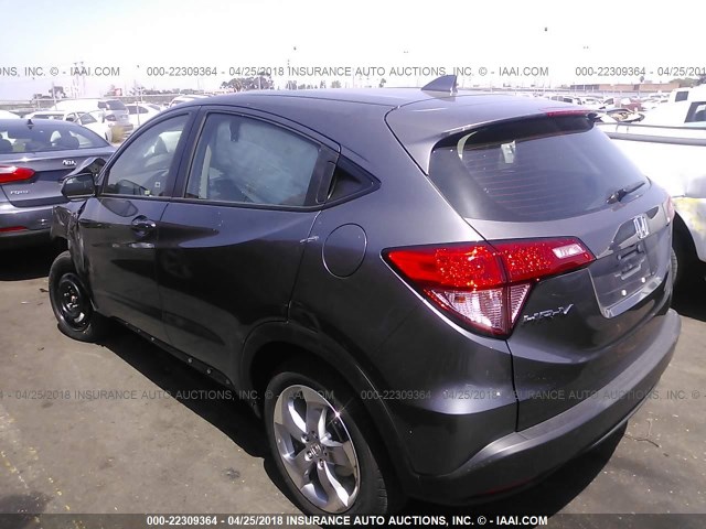 3CZRU5H34HG706994 - 2017 HONDA HR-V LX GRAY photo 3