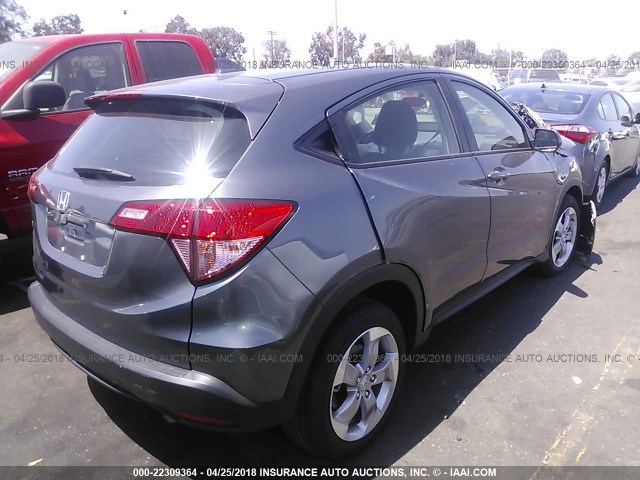 3CZRU5H34HG706994 - 2017 HONDA HR-V LX GRAY photo 4