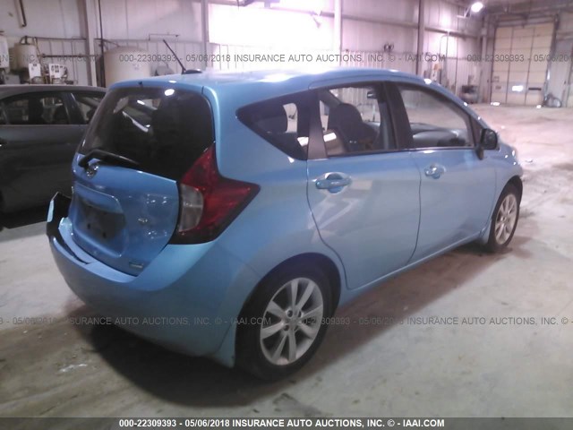3N1CE2CP0EL389626 - 2014 NISSAN VERSA NOTE S/S PLUS/SV/SL BLUE photo 4