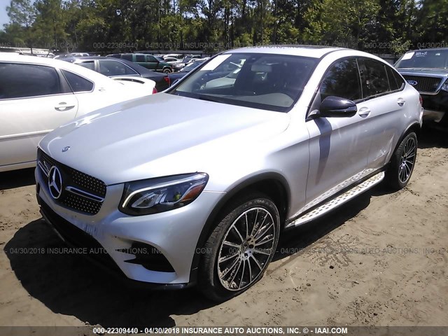 WDC0J4KB4HF237175 - 2017 MERCEDES-BENZ GLC COUPE 300 4MATIC SILVER photo 2