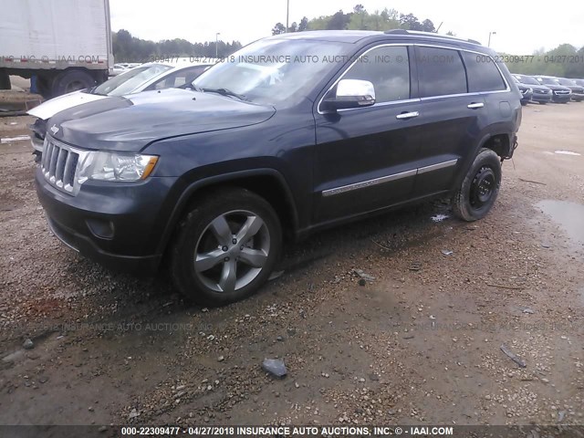 1C4RJECT0DC533591 - 2013 JEEP GRAND CHEROKEE OVERLAND Dark Blue photo 2