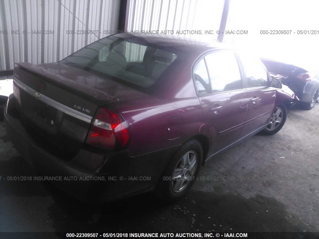 1G1ZT54815F206162 - 2005 CHEVROLET MALIBU LS მუქწითელი ფოტო 4