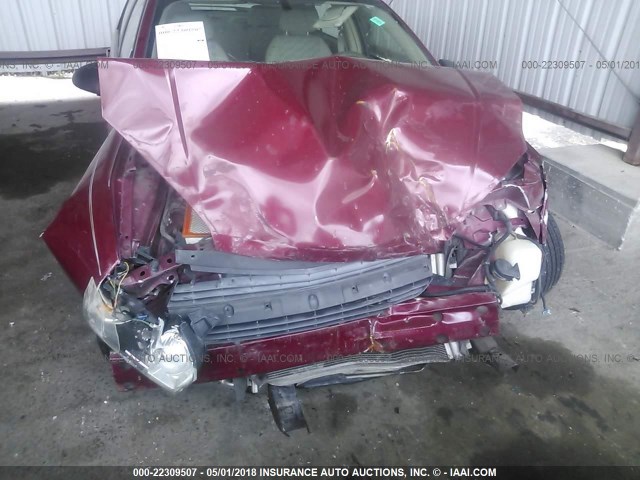 1G1ZT54815F206162 - 2005 CHEVROLET MALIBU LS მუქწითელი ფოტო 6