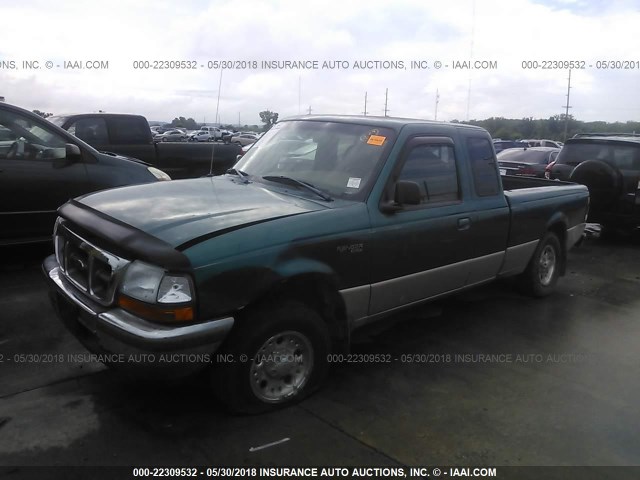 1FTYR14X0WPB07569 - 1998 FORD RANGER SUPER CAB GREEN photo 2