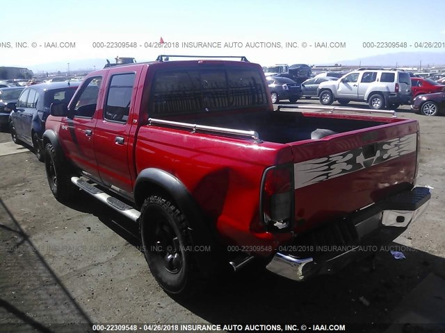 1N6ED27T3YC314237 - 2000 NISSAN FRONTIER CREW CAB XE/CREW CAB SE RED photo 3