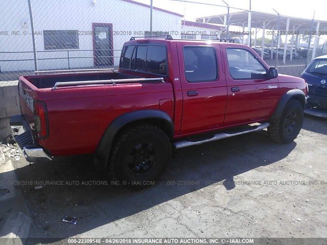1N6ED27T3YC314237 - 2000 NISSAN FRONTIER CREW CAB XE/CREW CAB SE RED photo 4