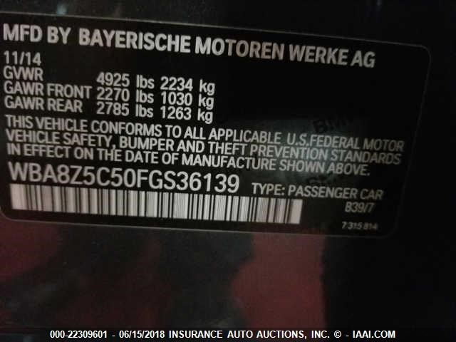 WBA8Z5C50FGS36139 - 2015 BMW 328 XIGT/SULEV GRAY photo 9