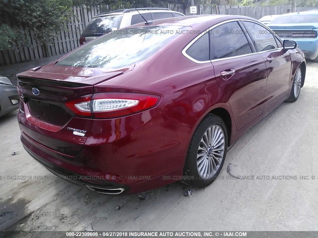 3FA6P0K90ER303942 - 2014 FORD FUSION TITANIUM RED photo 4