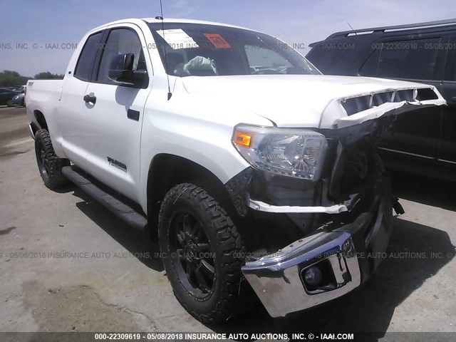 5TFUW5F11EX361152 - 2014 TOYOTA TUNDRA DOUBLE CAB SR/SR5 WHITE photo 1