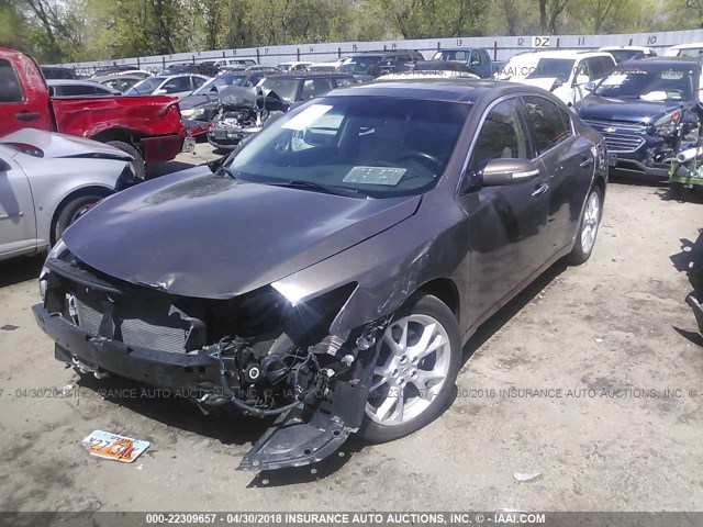 1N4AA5AP4DC816472 - 2013 NISSAN MAXIMA S/SV BROWN photo 2