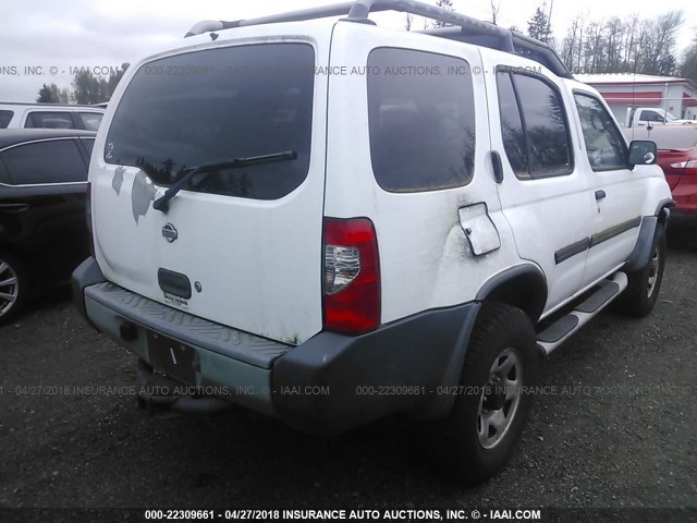 5N1ED28Y81C549666 - 2001 NISSAN XTERRA XE/SE WHITE photo 4