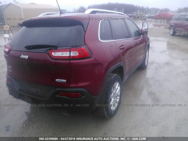 1C4PJMCSXEW200467 - 2014 JEEP CHEROKEE LATITUDE RED photo 4