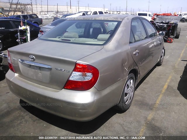 JTDBE32K930173255 - 2003 TOYOTA CAMRY LE/XLE GOLD photo 4