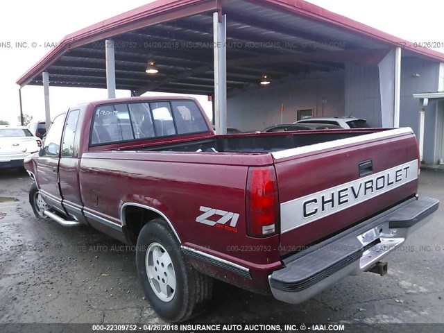 2GCEK19K4N1221879 - 1992 CHEVROLET GMT-400 K1500 BURGUNDY photo 3