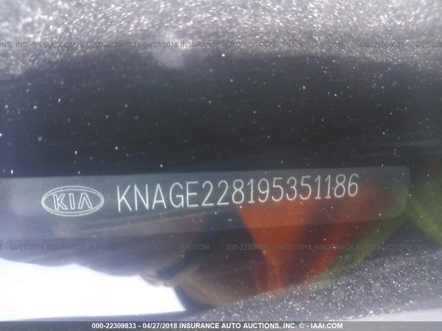 KNAGE228195351186 - 2009 KIA OPTIMA LX/EX GRAY photo 9