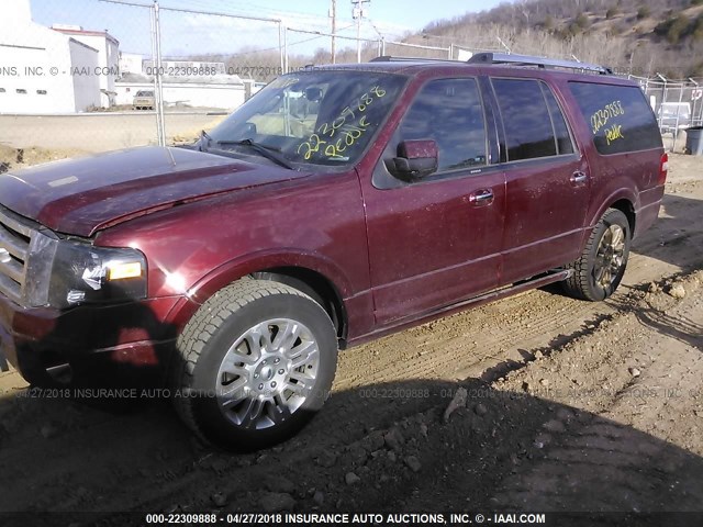 1FMJK2A59CEF59814 - 2012 FORD EXPEDITION EL LIMITED MAROON photo 2