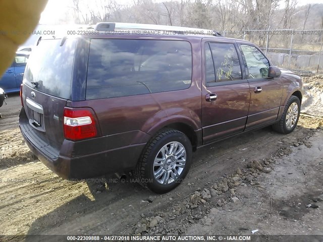 1FMJK2A59CEF59814 - 2012 FORD EXPEDITION EL LIMITED MAROON photo 4