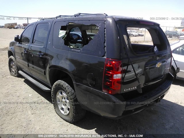 1GNSKJE73CR190222 - 2012 CHEVROLET SUBURBAN K1500 LT BLACK photo 3