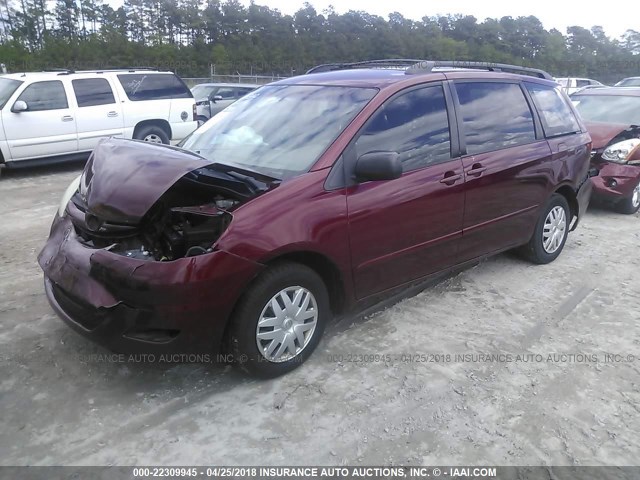 5TDZA23C46S436989 - 2006 TOYOTA SIENNA CE/LE BURGUNDY photo 2