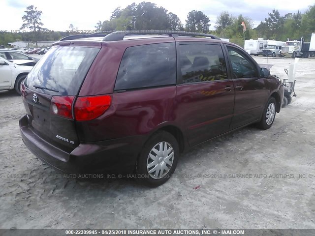 5TDZA23C46S436989 - 2006 TOYOTA SIENNA CE/LE BURGUNDY photo 4