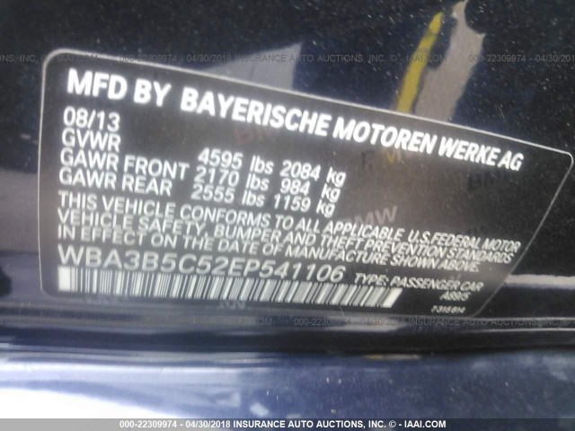 WBA3B5C52EP541106 - 2014 BMW 328 XI SULEV BLUE photo 9