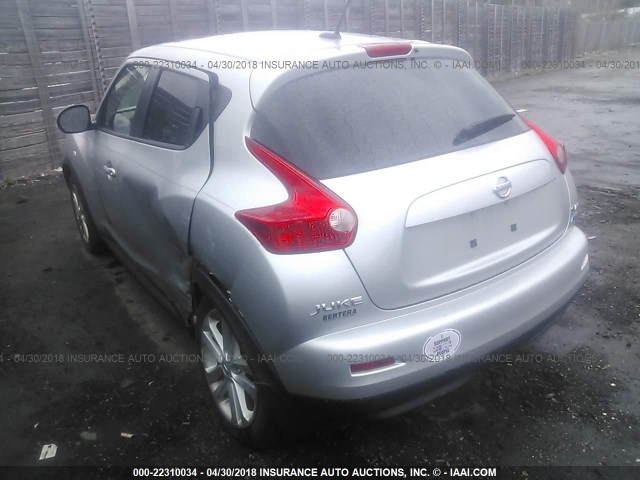 JN8AF5MV0ET361373 - 2014 NISSAN JUKE S/SV/SL/NISMO SILVER photo 3