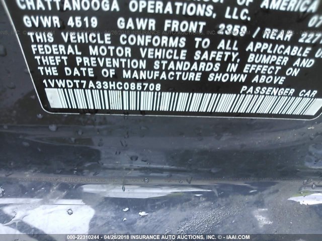 1VWDT7A33HC085708 - 2017 VOLKSWAGEN PASSAT R-LINE Boz foto 9