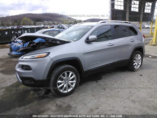 1C4PJMDB2EW179208 - 2014 JEEP CHEROKEE LIMITED SILVER photo 2