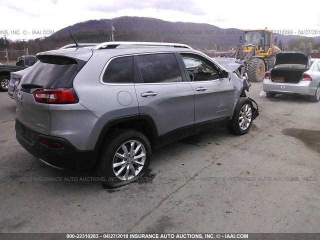 1C4PJMDB2EW179208 - 2014 JEEP CHEROKEE LIMITED SILVER photo 4