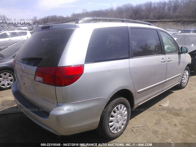 5TDZA23C84S121819 - 2004 TOYOTA SIENNA CE/LE SILVER photo 4