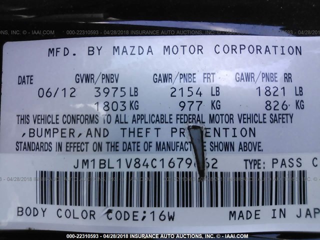 JM1BL1V84C1679662 - 2012 MAZDA 3 I BLACK photo 9