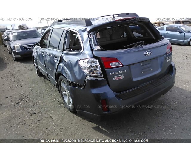 4S4BRBLC8E3226045 - 2014 SUBARU OUTBACK 2.5I LIMITED BLUE photo 3